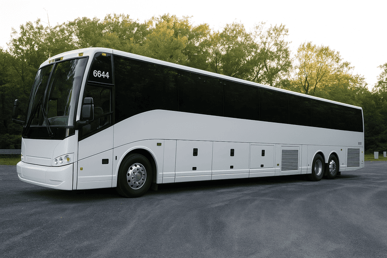 exterior of Charter Bus Rental Parker coach bus